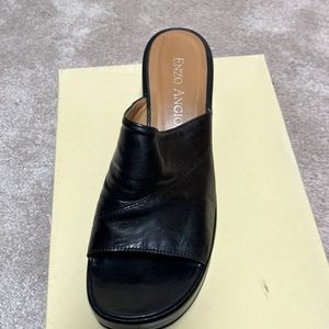 Enzo Angiolini mules with platform heels. Slightly used. Black. Size 7 1/2.